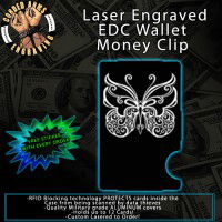 Butterfly 2 Laser Engraved EDC  Money Clip Credit Card Wallet