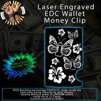 NutterFly in Hibiscus Laser Engraved EDC  Money Clip Credit Card Wallet