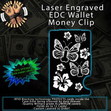 NutterFly in Hibiscus Laser Engraved EDC  Money Clip Credit Card Wallet