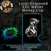 Reaper Laser Engraved EDC Money Clip Credit Card Wallet