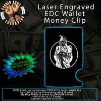 Reaper With Belt Fed Rifle Laser Engraved EDC Money Clip Credit Card Wallet