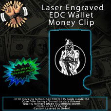 Reaper With Belt Fed Rifle Laser Engraved EDC Money Clip Credit Card Wallet