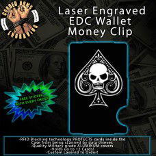 Aces of Spades Skull Laser Engraved EDC  Money Clip Credit Card Wallet