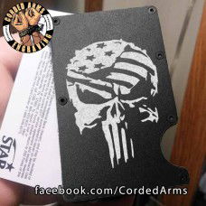 Punisher Stars and Bars Laser Engraved EDC  Money Clip Credit Card Wallet