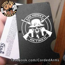 US Army Retired Laser Engraved EDC  Money Clip Credit Card Wallet